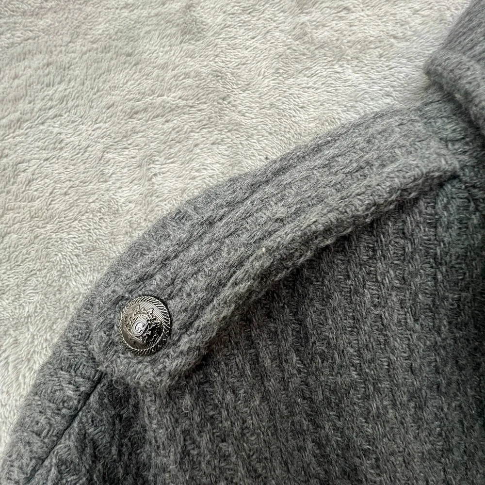 Guess Gray Wool Blend Cape Coat Poncho Batwing Sleeve Button Front Hidden Zipper